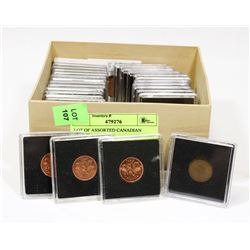LOT OF ASSORTED CANADIAN PENNIES IN CASES