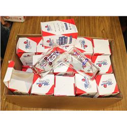 BOX OF NEW ASSORTED STANLEY CUP CHAMPION GLASSES.