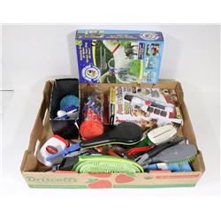 FLAT OF ASSORTED DOG ACCESSORIES