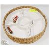 Image 1 : 6 SECTION SERVING TRAY IN WICKER BASKET