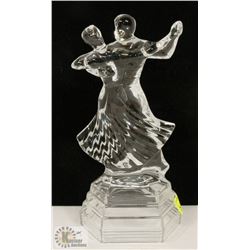 WALTZING COUPLE GLASS FIGURINE. 10" TALL