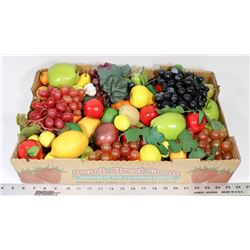FLAT OF ASSORTED DECORATIVE FRUIT & VEGETABLES.