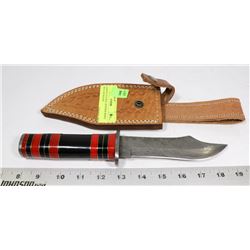 DAMASCUS STEEL HUNTING KNIFE RED AND BLACK