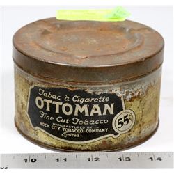 VINTAGE OTTOMAN TOBACCO TIN WITH ASHTRAY AND LID.