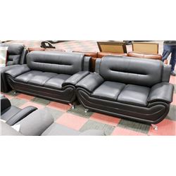 NEW BLACK LEATHERETTE 76" SOFA WITH 60" LOVE SEAT
