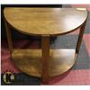 Image 1 : VINTAGE SOLID WOOD D SHAPED TABLE, 24"X12"X21"