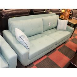 TEAL FABRIC 85" SOFA WITH ACCENT CUSHIONS
