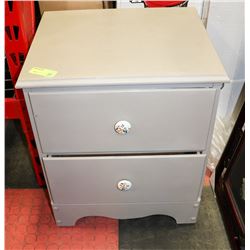 GREY PAINTED 2 DRAWER NIGHT STAND, 19"X16"X22.5".