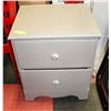 Image 1 : GREY PAINTED 2 DRAWER NIGHT STAND, 19"X16"X22.5".