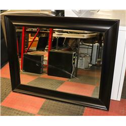BLACK FRAMED WALL MIRROR, 48"X38.5".