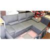 Image 1 : GREY FABRIC CHAISE LOUNGE SECTIONAL CONVERTS INTO