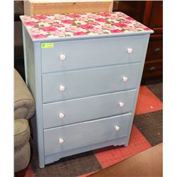 PAINTED FLORAL TOP 4 DRAWER CHEST OF DRAWERS