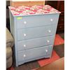 Image 1 : PAINTED FLORAL TOP 4 DRAWER CHEST OF DRAWERS