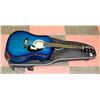 Image 1 : JOHNSON FULL SIZE BLUE GUITAR WITH SOFT CASE.