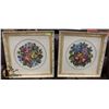 Image 1 : LOT OF 2 ESTATE NEEDLEPOINT ROSE PICTURE MATTED