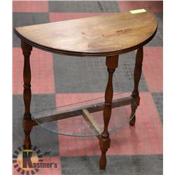 ANTIQUE WOOD D TABLE, 23"X11"X22.5"