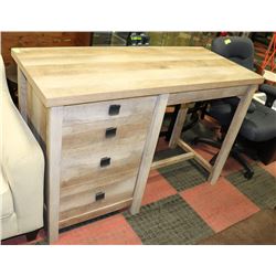 TALL WOOD TONE 4 DRAWER DESK, 55.5"X23.5"X36".