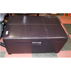 BLACK LEATHERETTE STORAGE OTTOMAN
