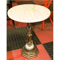 BRASS ORNAMENTAL TABLS, 15" DIAMETER X 20.5" HIGH.