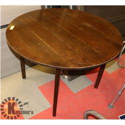 42" ROUND VINTAGE SOLID WOOD DINING TABLE