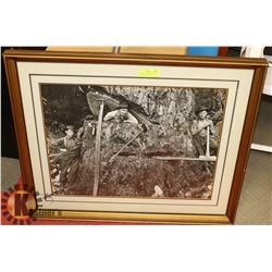 LATE 18TH CENTURY PICTURE OF LOGGERS STANDING OR