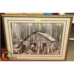 LATE 18TH CENTURY PICTURE OF 4 LOGGERS STANDING IN