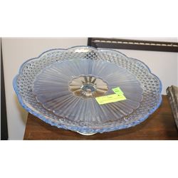 LARGE BLUE GLASS CAKE/BON BON TRAY