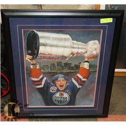 OILERS STANLEY CUP WIN PRINT FRAMED.