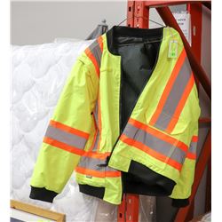 SIZE LARGE YELLOW SAFETY JACKET, REVERSIBLE