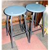 Image 1 : PAIR OF BLUE WOOD BAR STOOLS