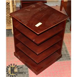 PAIR OF BROWN BOOK SHELF END TABLES,