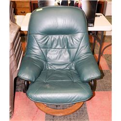 GREEN LEATHERETTE LOUNGE CHAIR