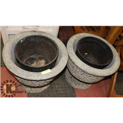 2 STONE PLANTER POTS