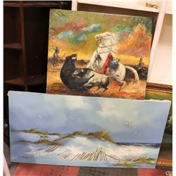 2 CANVAS PAINTINGS UNFRAMED