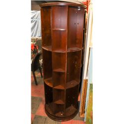 BROWN ROTATING BOOK SHELF, 69.5"H