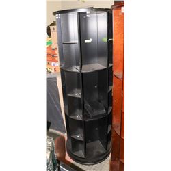 BLACK ROTATING BOOK SHELF,  69.5"H