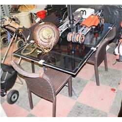 PATIO TABLE 66 X 39 AND 4 CHAIRS