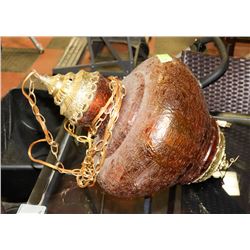 VINTAGE AMBER GLASS HANGING LAMP