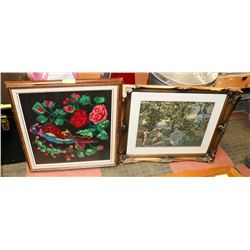 GROUP OF 2 ASSORTED ESTATE NEEDLEPOINT PICTURES