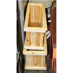LOT OF 2 ASST. SIZE STAINED PINE PLANTERS