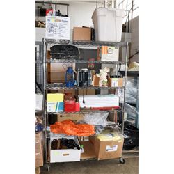 METRO RACK FILLED WITH HOUSEHOLD MISC-RACK NOT