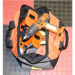 BAG OF RIDGID 18V TOOLS INCL 2 CHARGERS, AN IMPACT