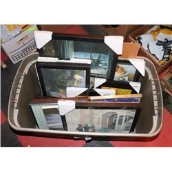 TOTE OF FRAMED/MATTED PRINTS AND CANVAS GICLEE