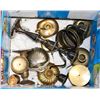 Image 1 : BOX WITH ASSORTED SILVER PLATED & COPPER ITEMS.