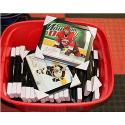 TUB OF 19  AUTOGRAPHED HOCKEY PICTURES CONTAINING