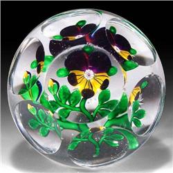 Antique Baccarat Pansy and Bud Paperweight
