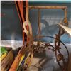 Image 3 : TRAY OF HAND FORGED HARDWARE AND LARGE WROUGHT-IRON PLANT STAND