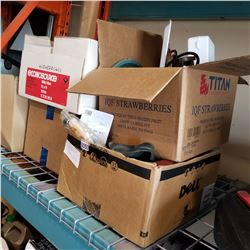 2 BOXES OF BATTERY OPERATED CANDLES AND EASTERN ENVELOPES AND 2 BOXES OF HOUSE HOLD ITEMS AND COLLEC