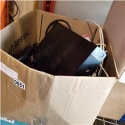 BOX OF MONSTER POWER BAR AND OTHER ELECTRONICS
