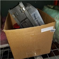 BOX OF HARDWARE ORGANIZERS W/ HARDWARE